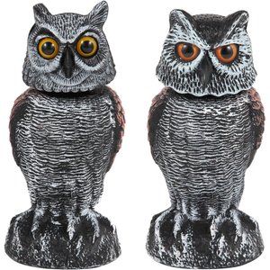 2 Pack Brown Rotating Head Owl Statues